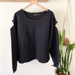JET John Eshaya studded cold shoulder sweatshirt